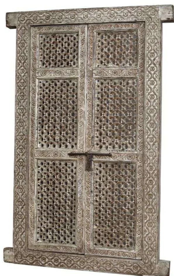 Porte architecturale ancienne en bois sculpté avec Jali