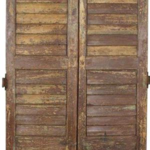 Pair of distressed louvered wooden doors