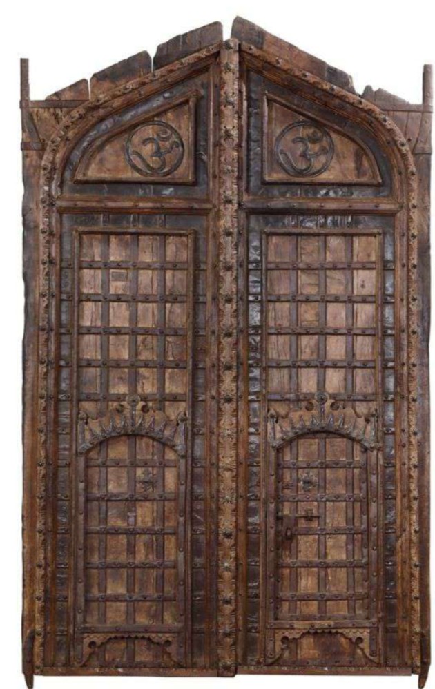 Large carved wooden door