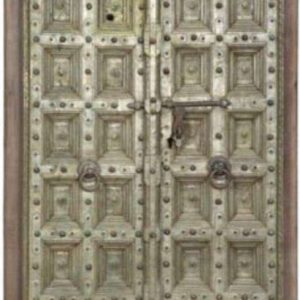 Pair of metal-studded wooden doors